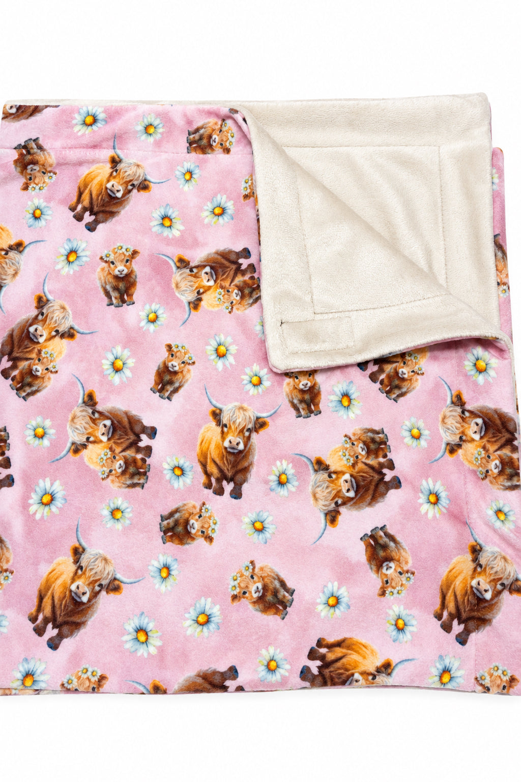 Couverture Minky squish doublé Minky | Vache rose