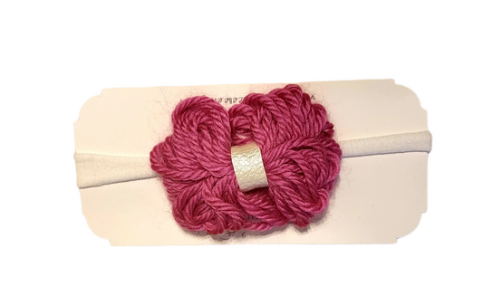 Bandeau boucle laine rose