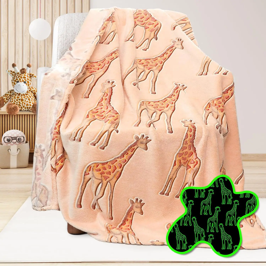 Couverture phosphorescente girafes 50x60po