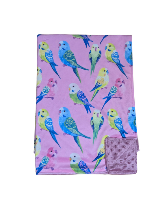 Couverture minky perruches