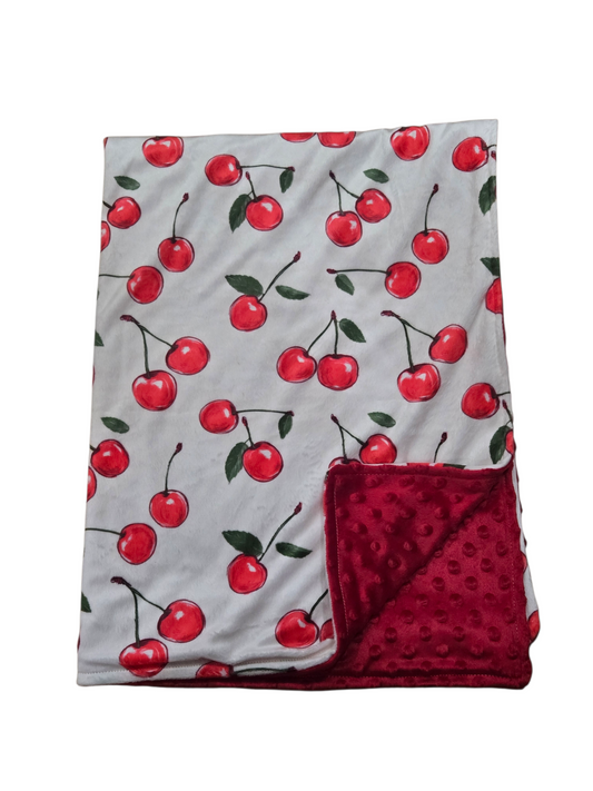 Couverture minky cerises