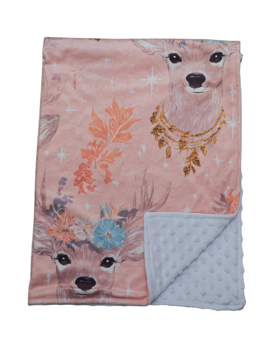Couverture minky cerfs