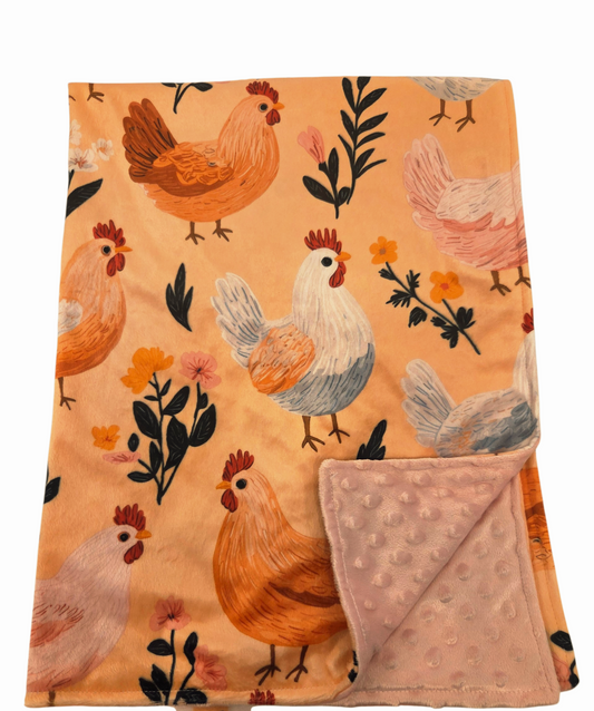 Couverture minky poules