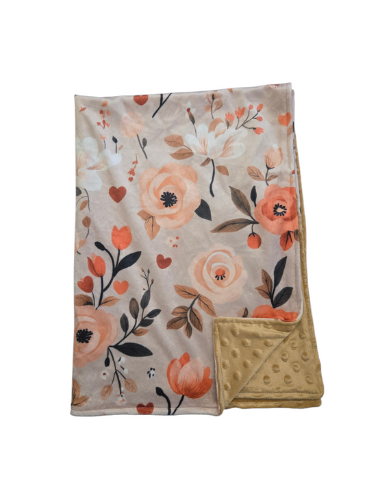 Couverture minky fleurs d'automne