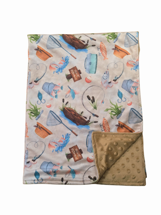 Couverture minky à la pêche !