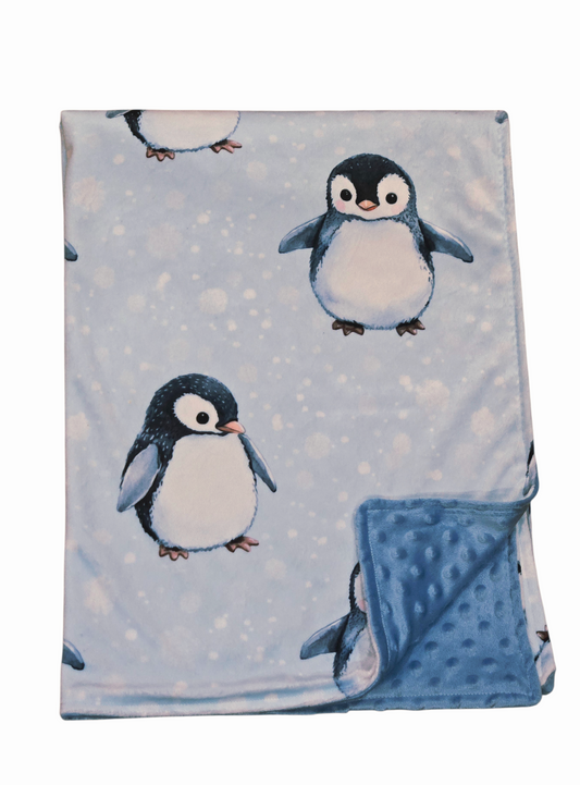 Couverture minky pingouin