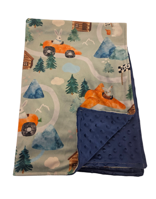 Couverture minky voitures carottes