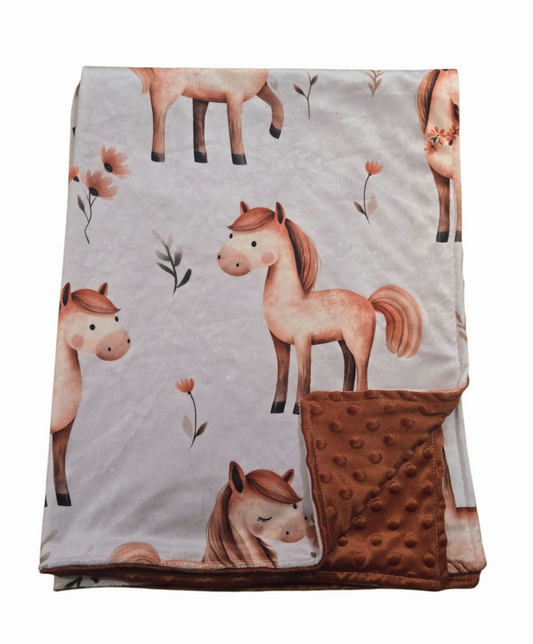 Couverture minky cheveaux