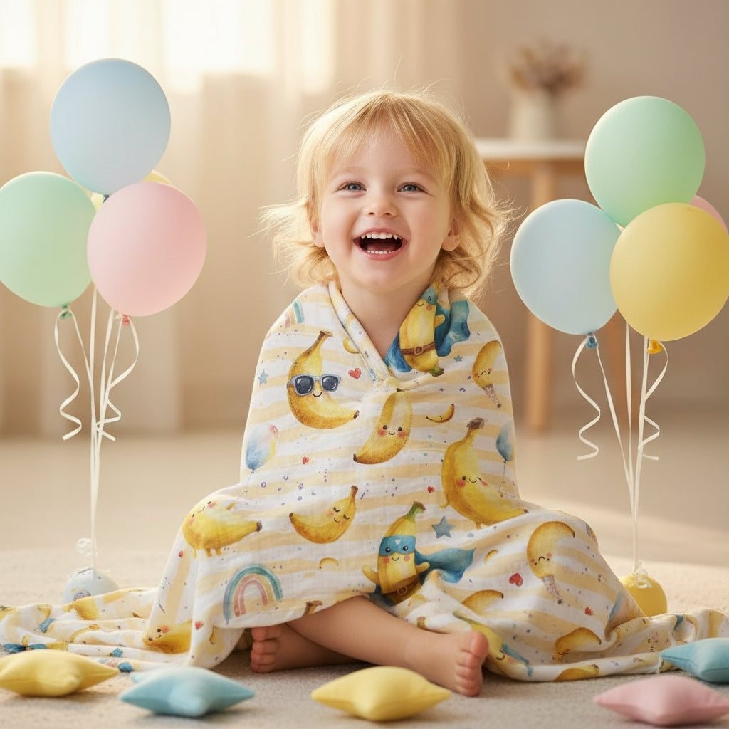 Mousseline fiesta Banana (collaboration Boutique Jaune moutarde)